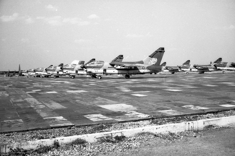 Cool photo showing early “Digital” square camo runways... the undersides are again white on the Corsair IIs